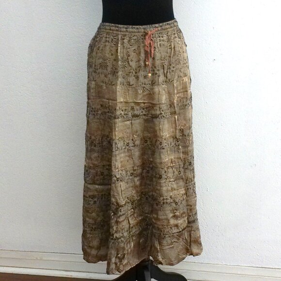 A-list by Wrapper, Beige Maxi skirt, Shiny, India style - Picture 1 of 8